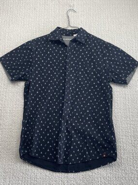 Airwalk Golf Button Up Shirt Mens S Short Sleeve Boat / Anchors Coastal Beach